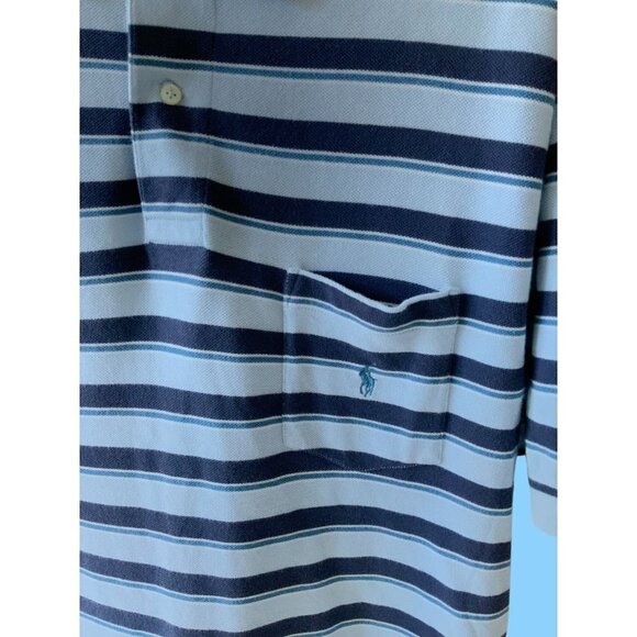 RALPH LAUREN MENS BLUE STRIPPED POCKETED SS COLLARED TOP SHIRT POLO EUC XL - Picture 3 of 5